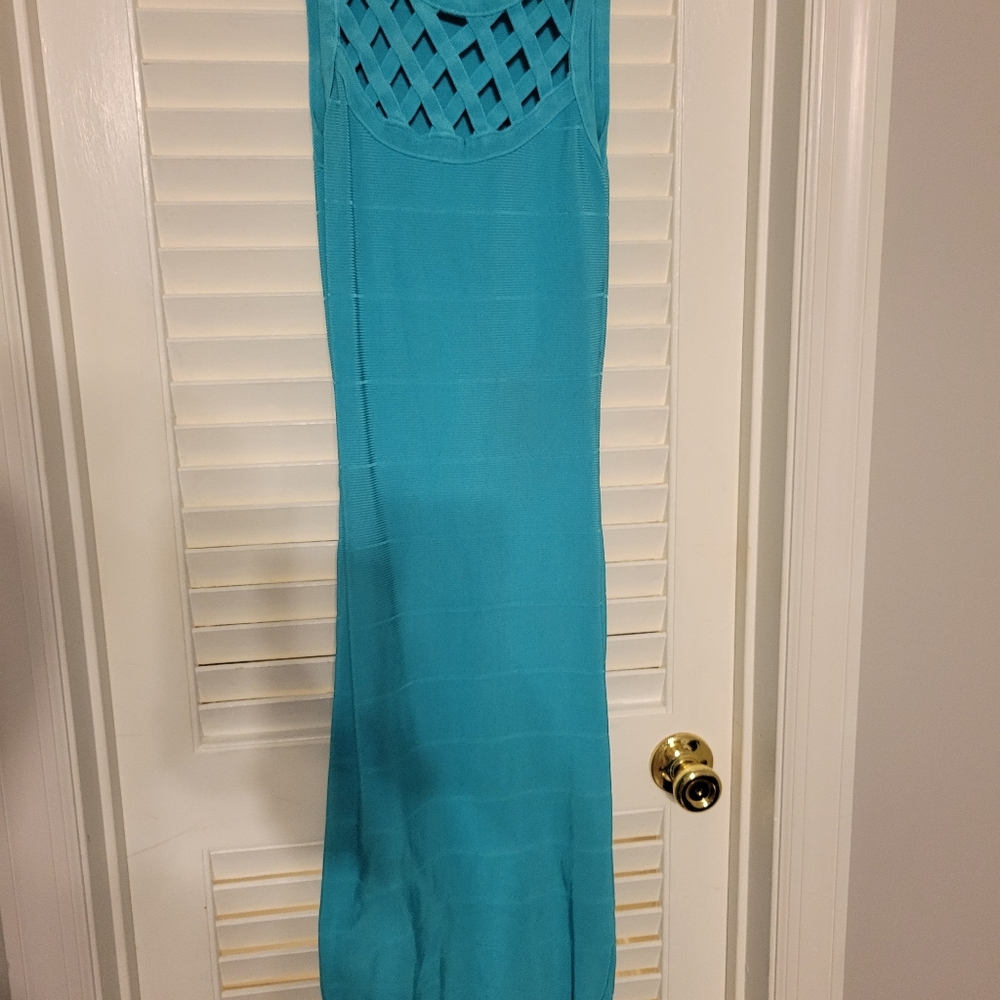 Turquoise bandage bodycon dress